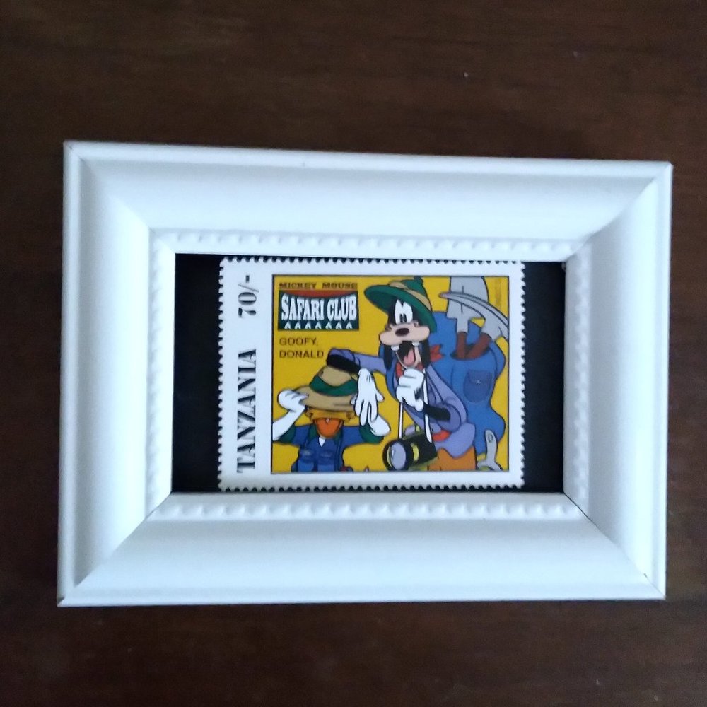 Framed Stamp Art - Disney Stamp Art - Donald & Goofy on Safari